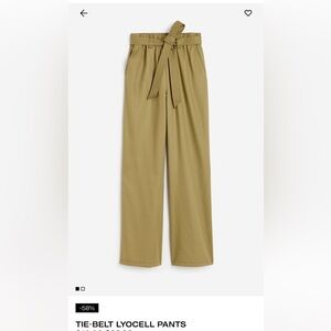 H&M High-rise Lyocell Tie-belt Loose Fit Pull-On Pants Khaki Green Size 6 NWT